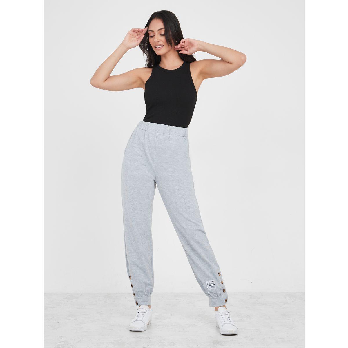 Styli Button Cuff Detail Solid Jogger-women-clothing-bottoms-joggers-image-2