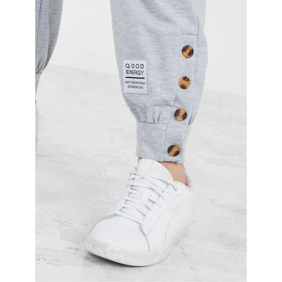 Styli Button Cuff Detail Solid Jogger-women-clothing-bottoms-joggers-image-3