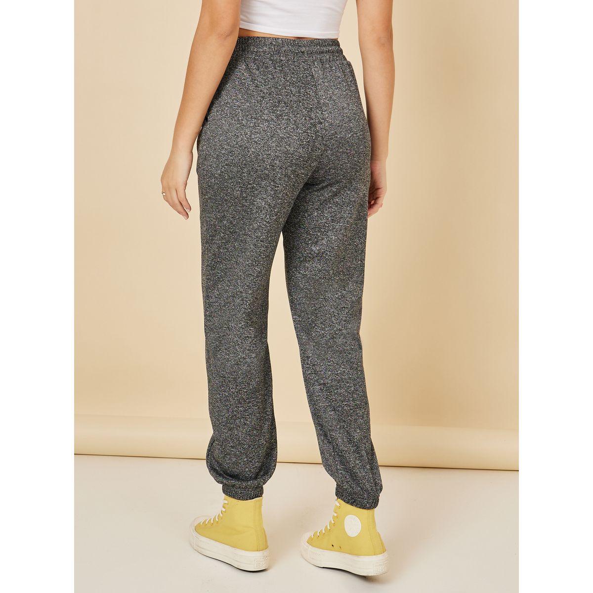 Styli Embroidered Detail Melange Jogger with Drawstring-women-clothing-bottoms-joggers-image-4
