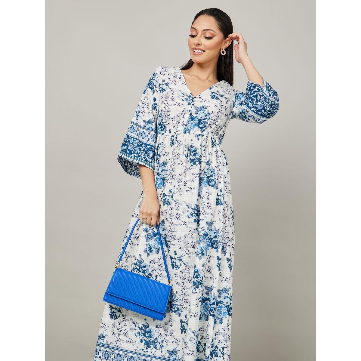 Styli 3/4 Sleeves Floral Print Maxi Dress-women-clothing-dresses-image-2