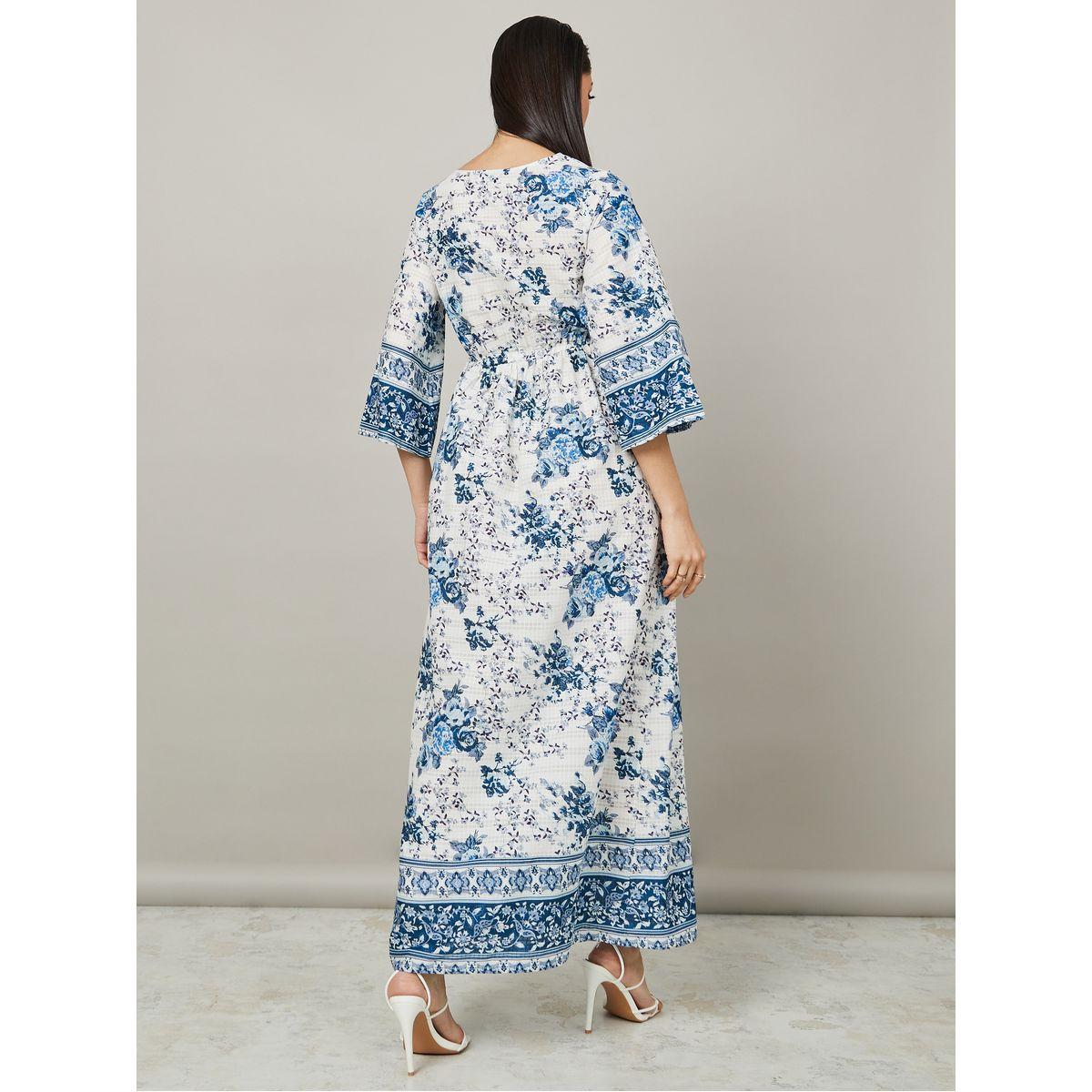 Styli 3/4 Sleeves Floral Print Maxi Dress-women-clothing-dresses-image-4