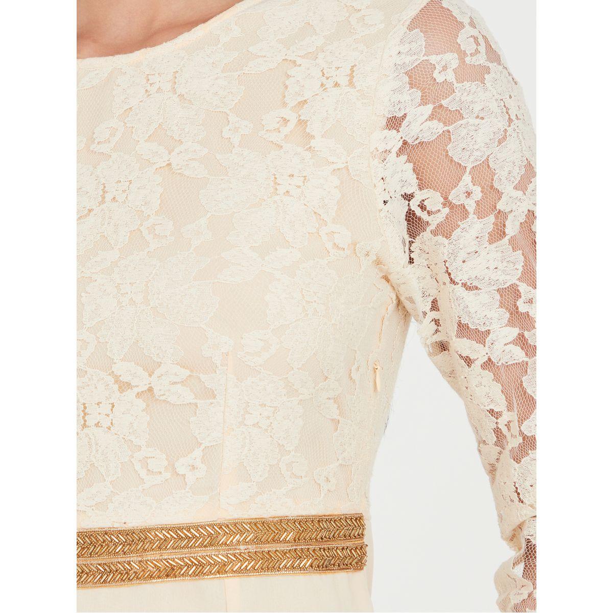Styli Lace Insert A-Line Maxi Dress with Beaded Waist-women-clothing-dresses-image-3