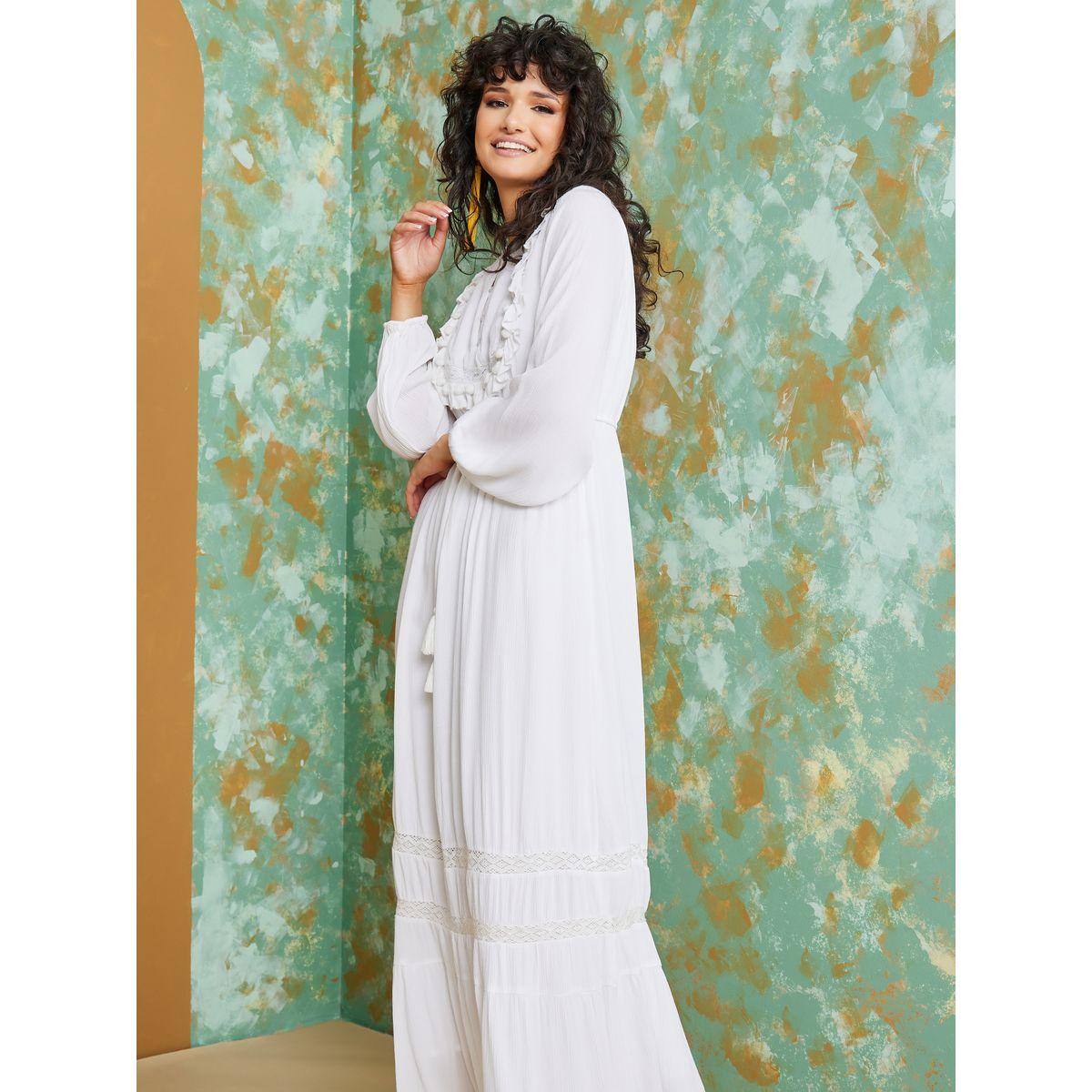 Styli Lace Pom Pom Detail A-Line Maxi Dress-women-clothing-dresses-image-2
