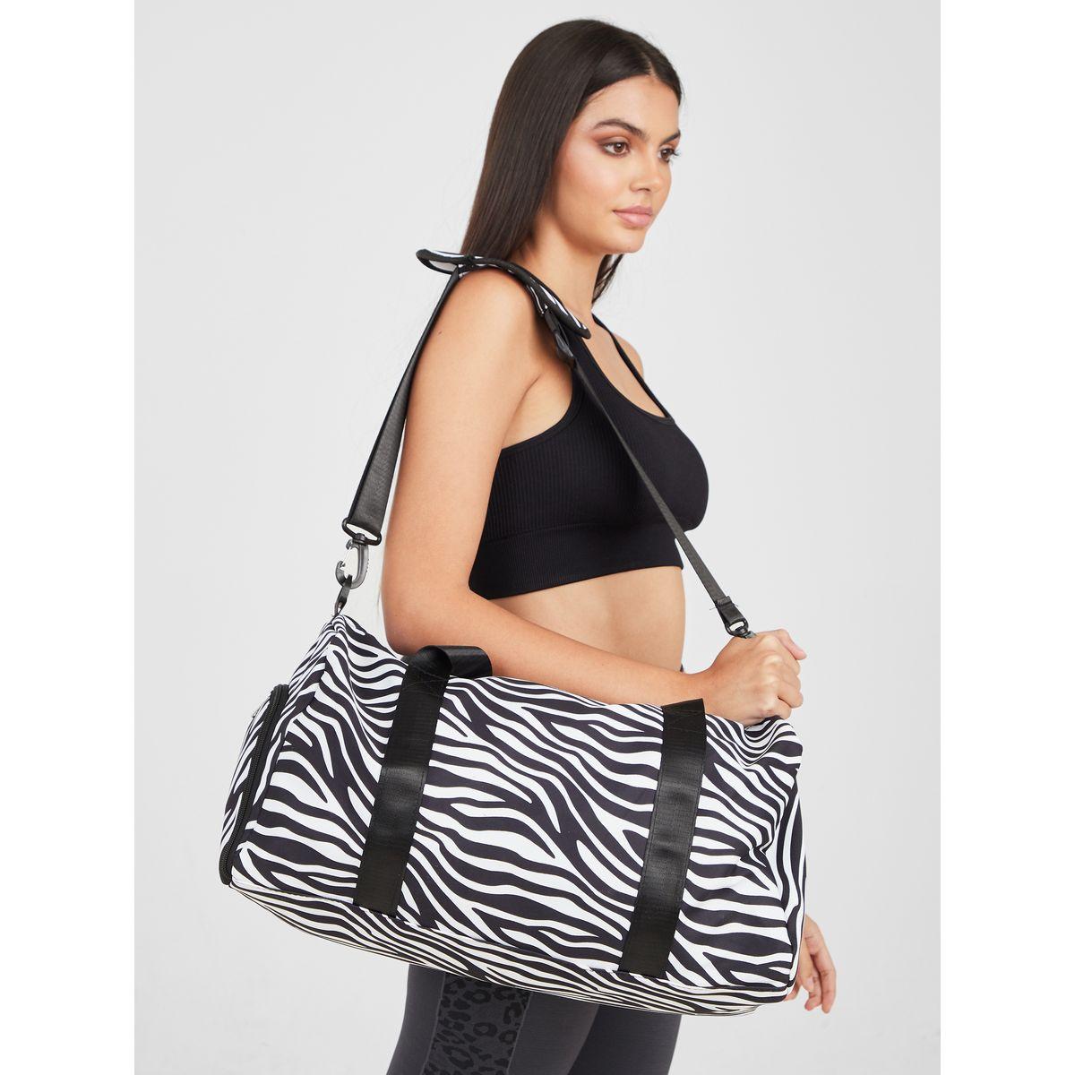 Styli Zebra Print Sports Bag with Detachable Strap-women-bagsandwallets-handbags-image-2