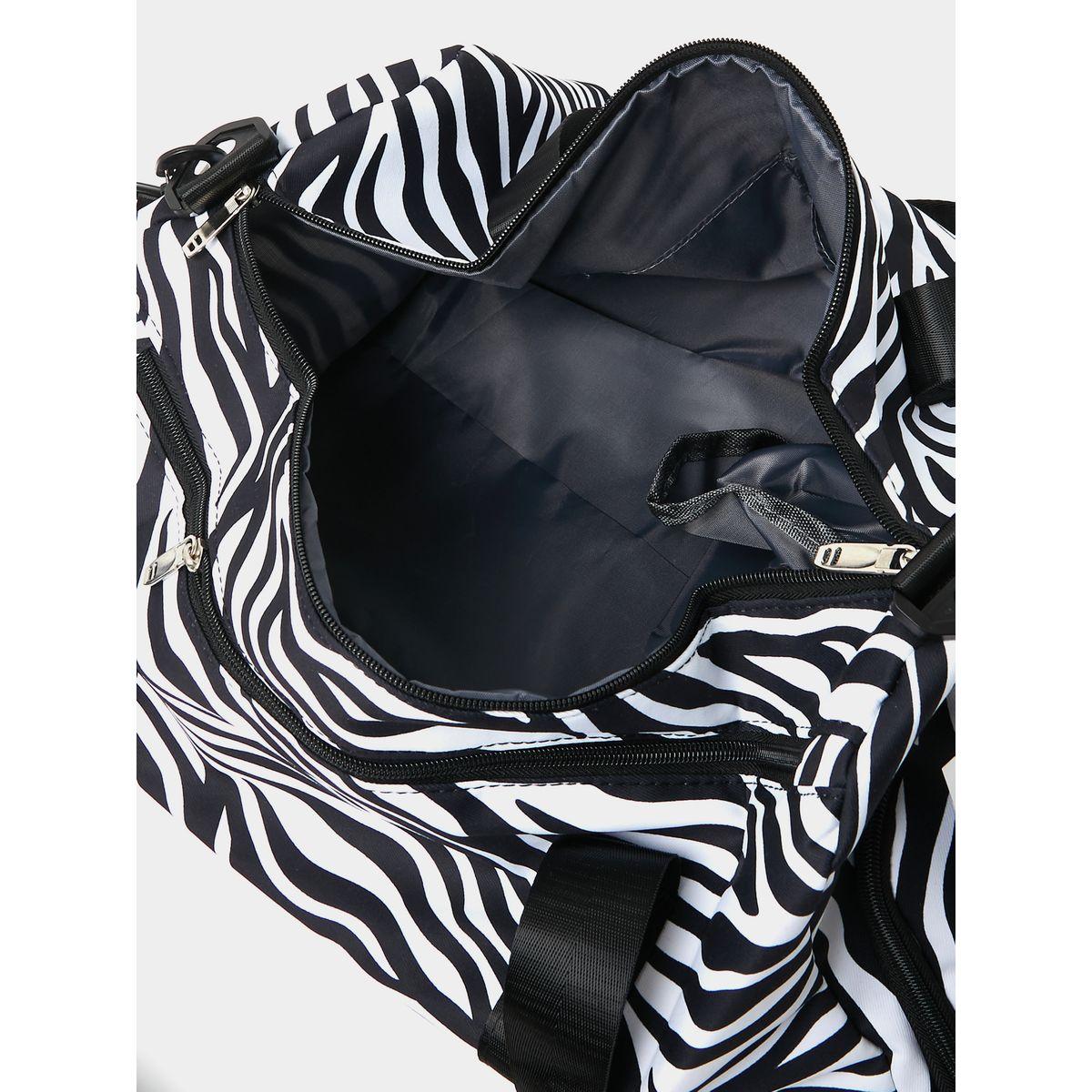 Styli Zebra Print Sports Bag with Detachable Strap-women-bagsandwallets-handbags-image-4