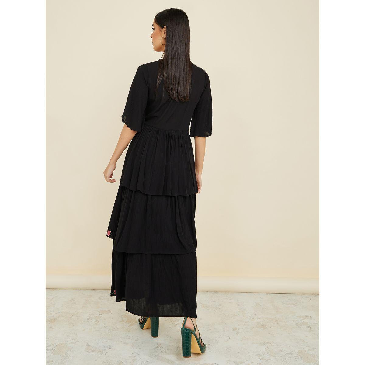 Styli Short Sleeves Embroidered Detail Layered Maxi Dress-women-clothing-dresses-image-4