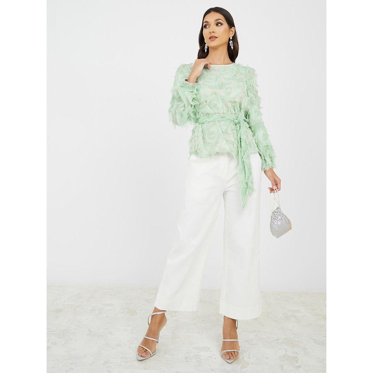 Styli  Regular Fit Faux Fur Self Tie Up Blouse-women-clothing-shirtsandblouses-blouses-image-2