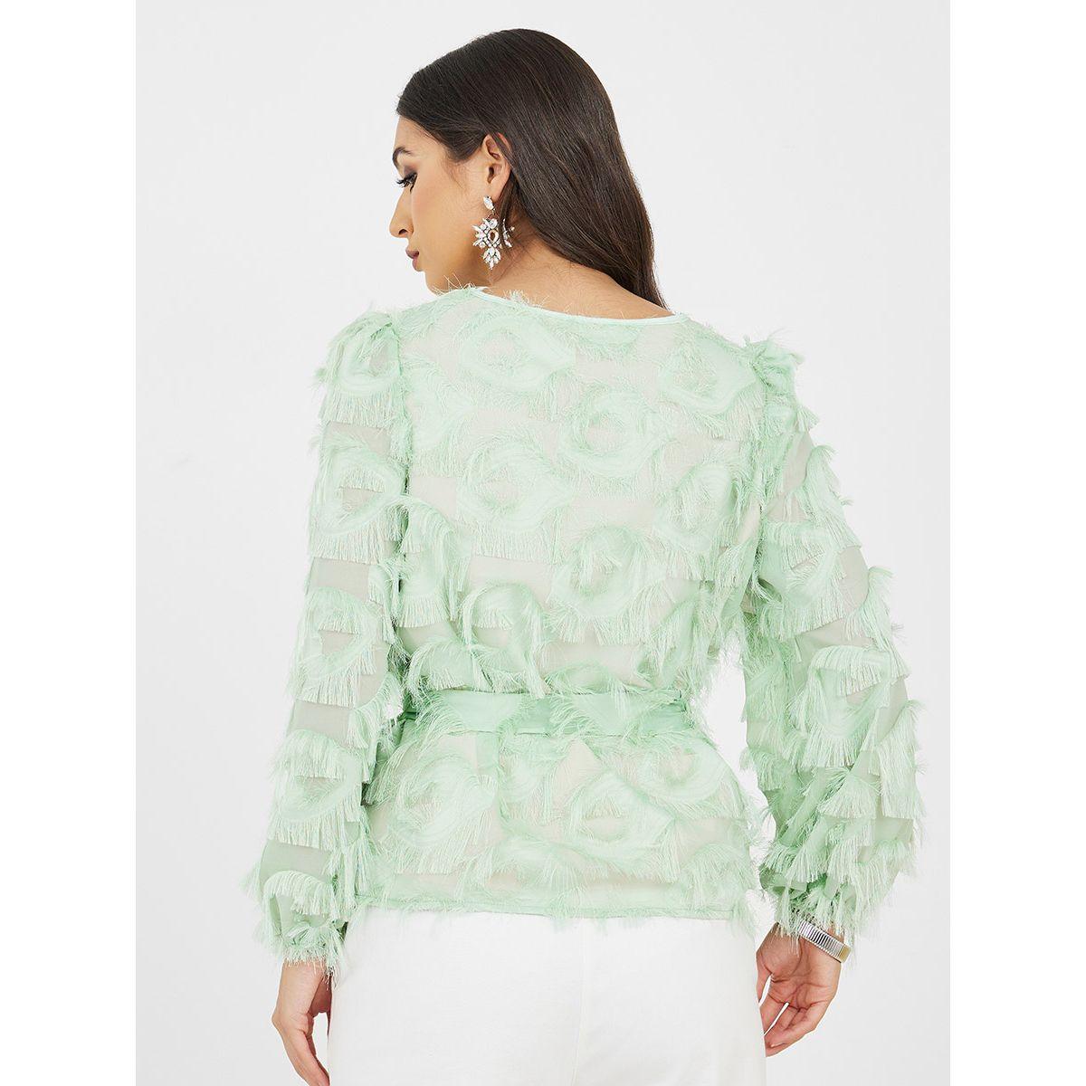 Styli  Regular Fit Faux Fur Self Tie Up Blouse-women-clothing-shirtsandblouses-blouses-image-4
