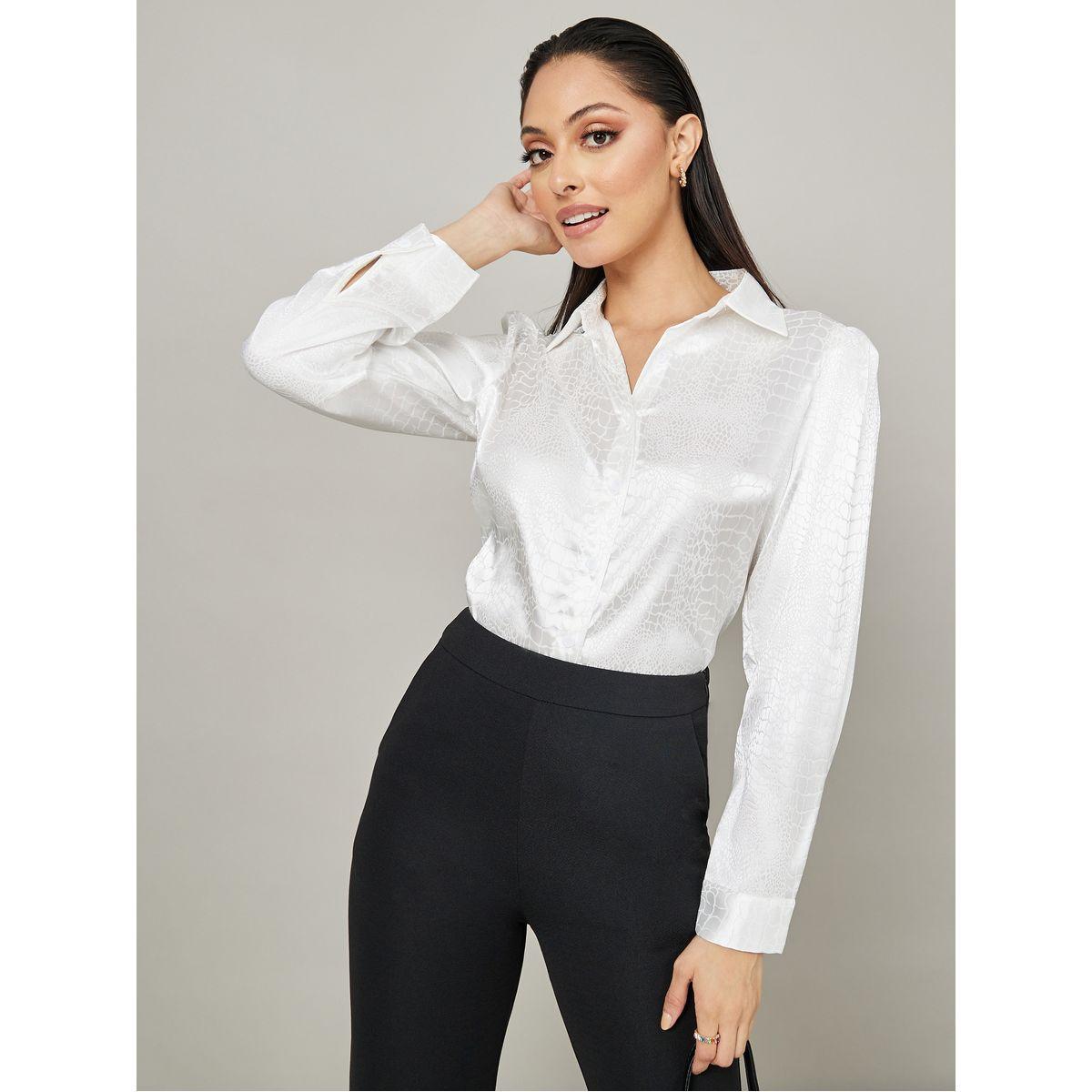 Styli Long Sleeves Textured Jacquard Regular Fit Shirt-women-clothing-shirtsandblouses-shirts-image-1