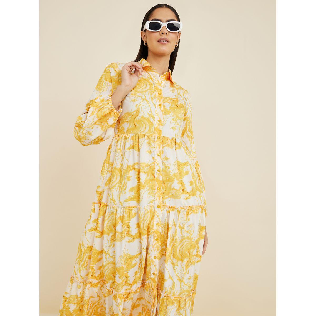 Styli Marble Print Tiered Shirt Maxi Dress-women-clothing-dresses-image-2