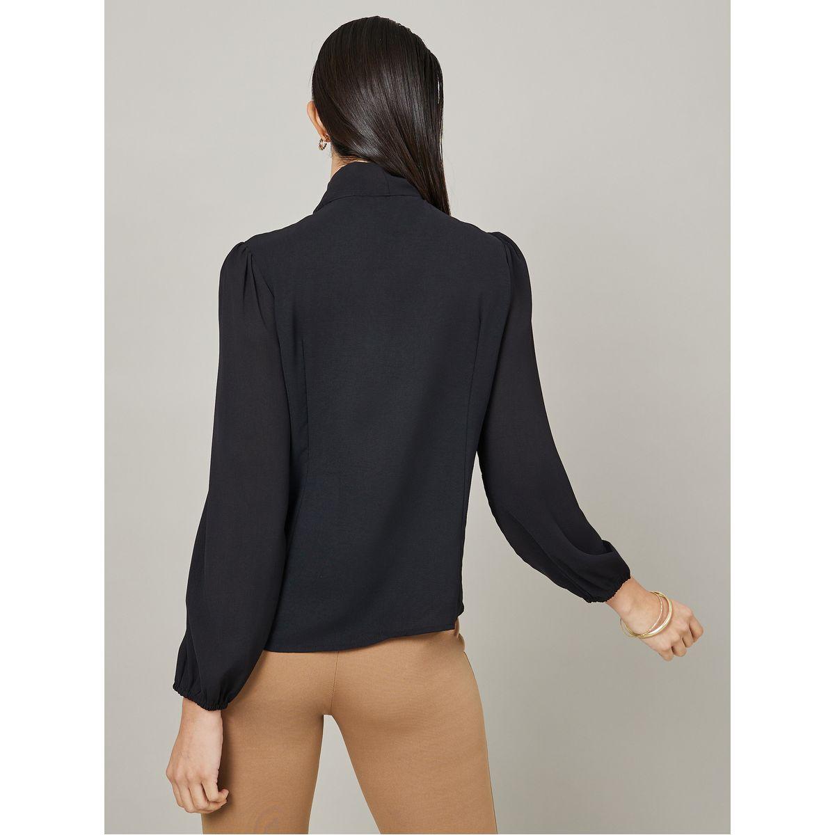 Styli Tie-Up Neck Button Detail Regular Fit Blouse-women-clothing-shirtsandblouses-blouses-image-5
