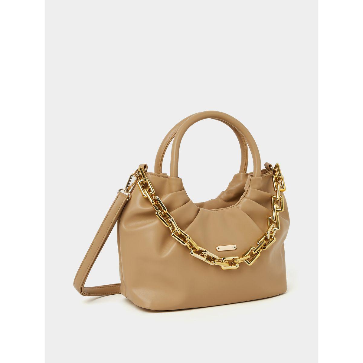 Styli Pleat Detail Handbag with Chain Accent-women-bagsandwallets-handbags-image-1