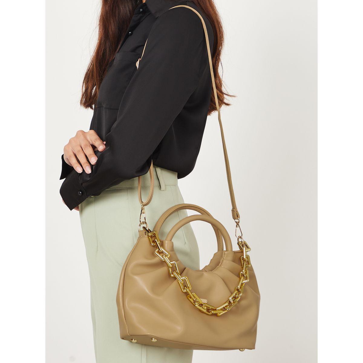 Styli Pleat Detail Handbag with Chain Accent-women-bagsandwallets-handbags-image-2