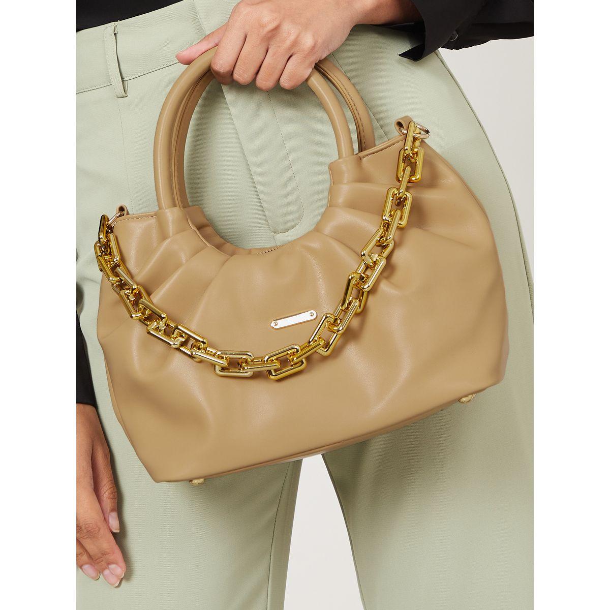 Styli Pleat Detail Handbag with Chain Accent-women-bagsandwallets-handbags-image-3