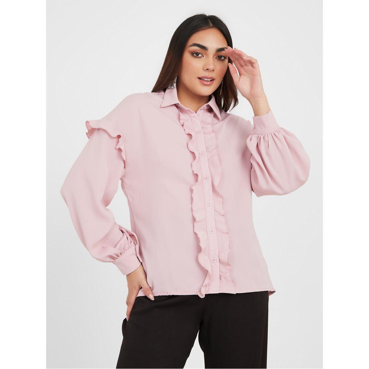 بلوزة بقصة عادية وتفاصيل كشكش-women-clothing-shirtsandblouses-shirts-image-3