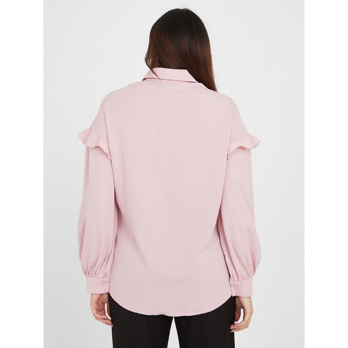 Styli Ruffle Detail Button Up Regular Fit Shirt-women-clothing-shirtsandblouses-shirts-image-5