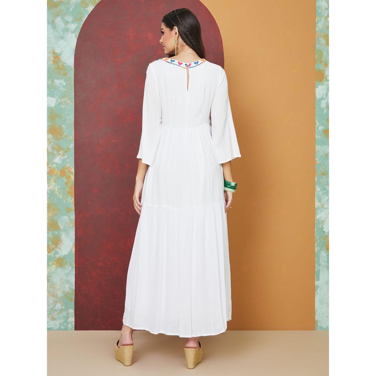 Styli 3/4 Sleeves Embroidered A-Line Maxi Dress-women-clothing-dresses-image-4