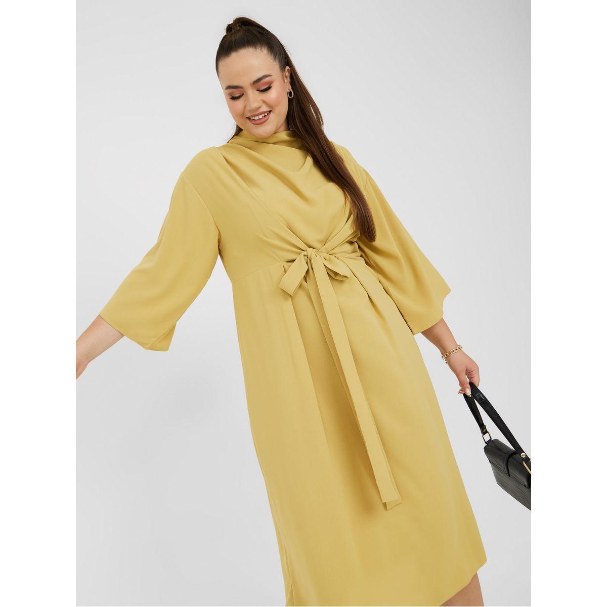 فستان ميدي بربطة خصر امامية-women-clothing-dresses-image-1