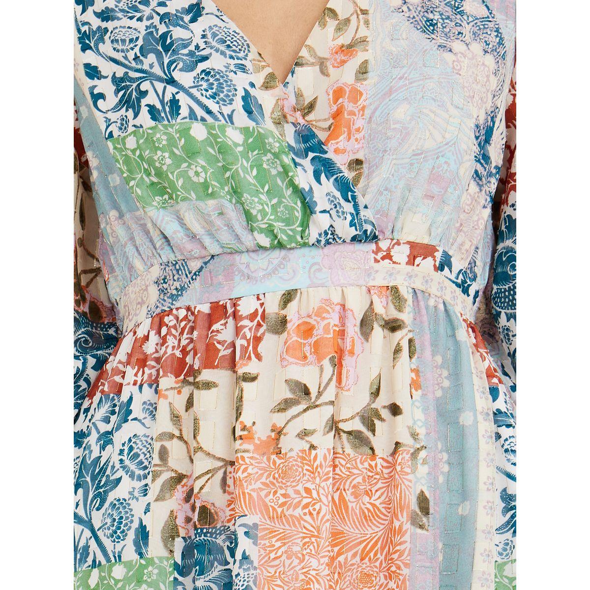 Styli Puff Sleeves Patchwork Print Tiered Maxi Dress-women-clothing-dresses-image-4