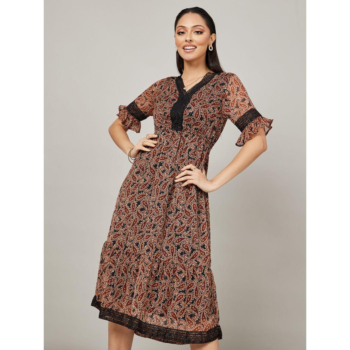 Styli Paisley Print Lace Insert A-Line Midi Dress-women-clothing-dresses-image-1