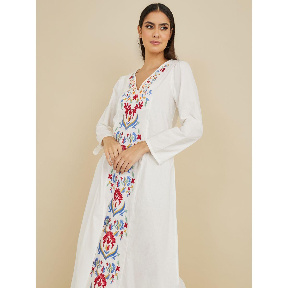 Styli Long Sleeves Embroidered Detail A-Line Maxi Dress-women-clothing-dresses-image-2