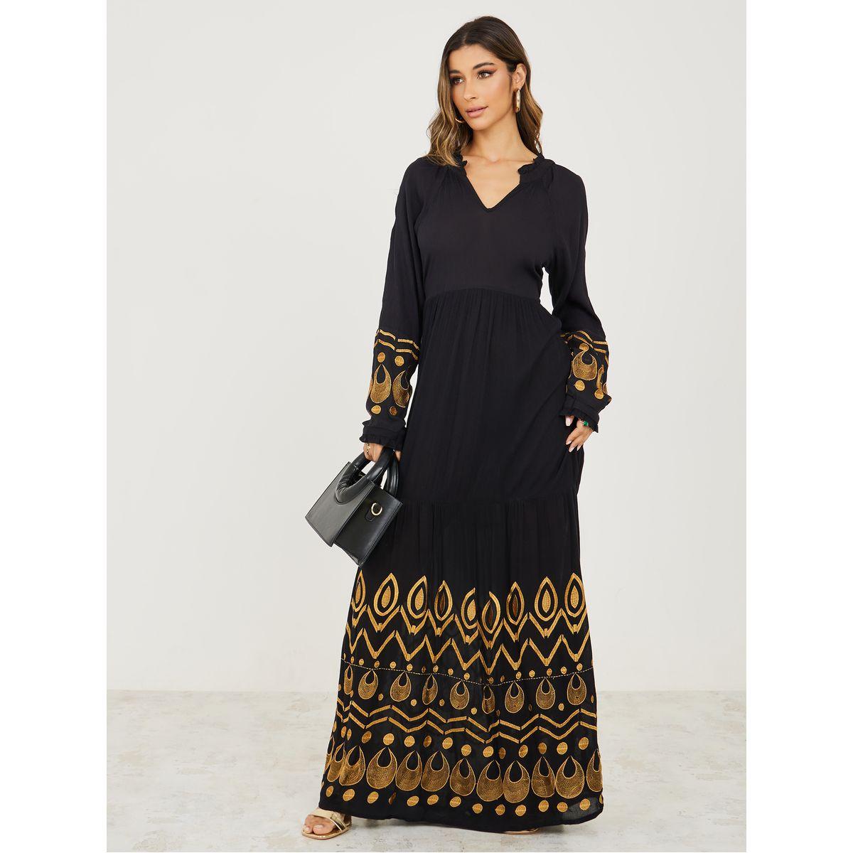 Styli Embroidered A-Line Maxi Dress-women-clothing-dresses-image-1