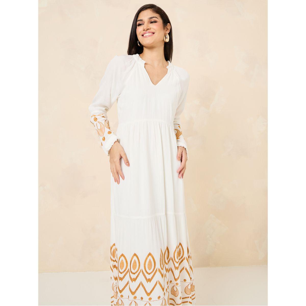 Styli V Neck Embroidered A-Line Maxi Dress-women-clothing-dresses-image-2
