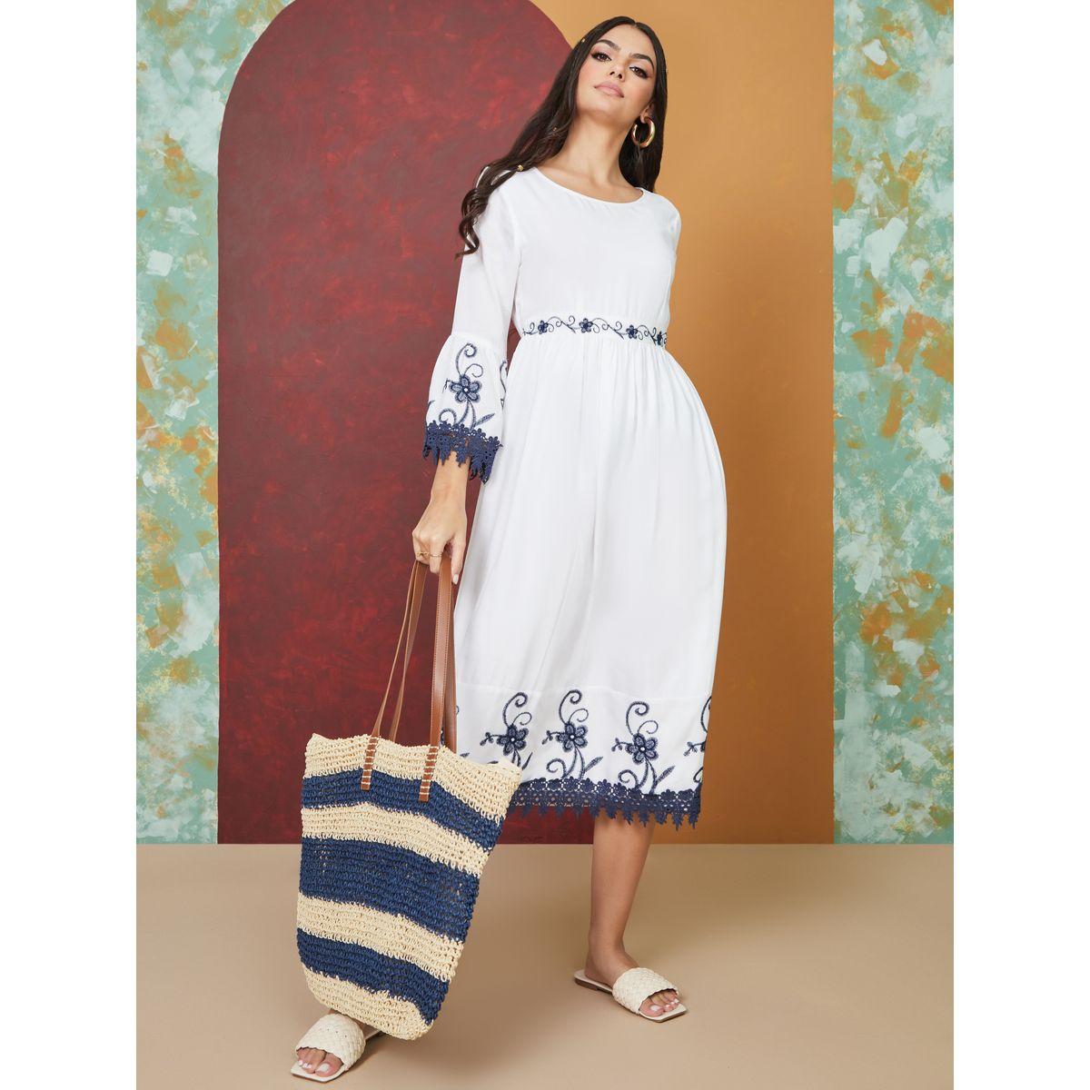 Styli Embroidered A-Line Midi Dress-women-clothing-dresses-image-1