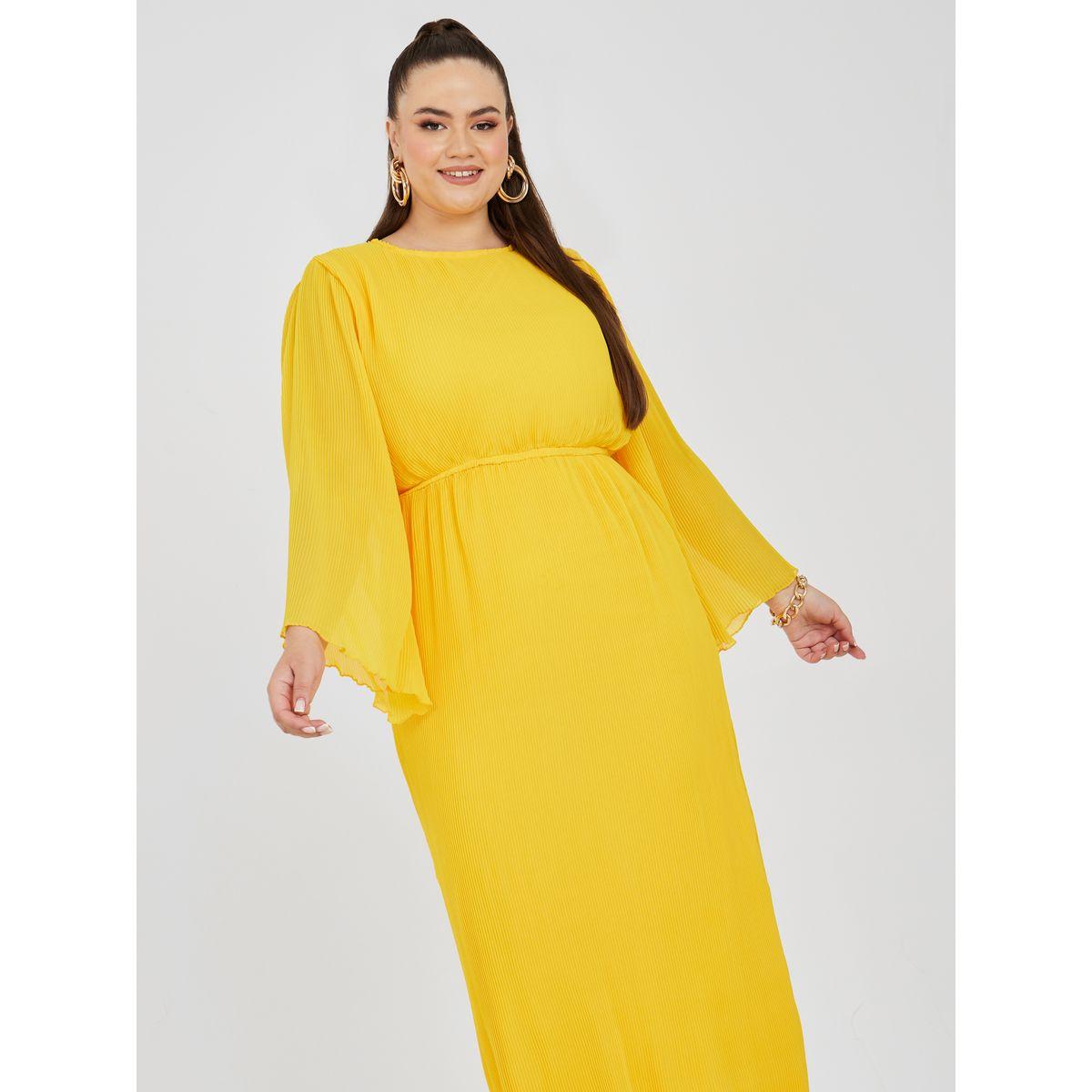 Styli Plus Bell Sleeve Plisse Maxi Dress-women-clothing-dresses-image-2