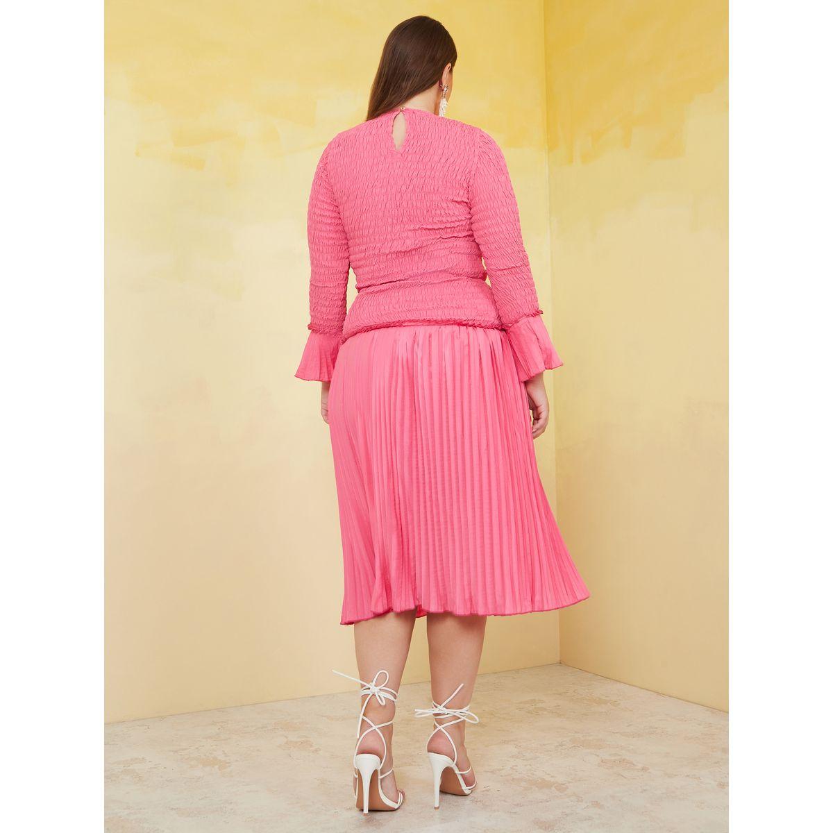 فستان ميدي بتفاصيل مزمومة-women-clothing-dresses-image-4