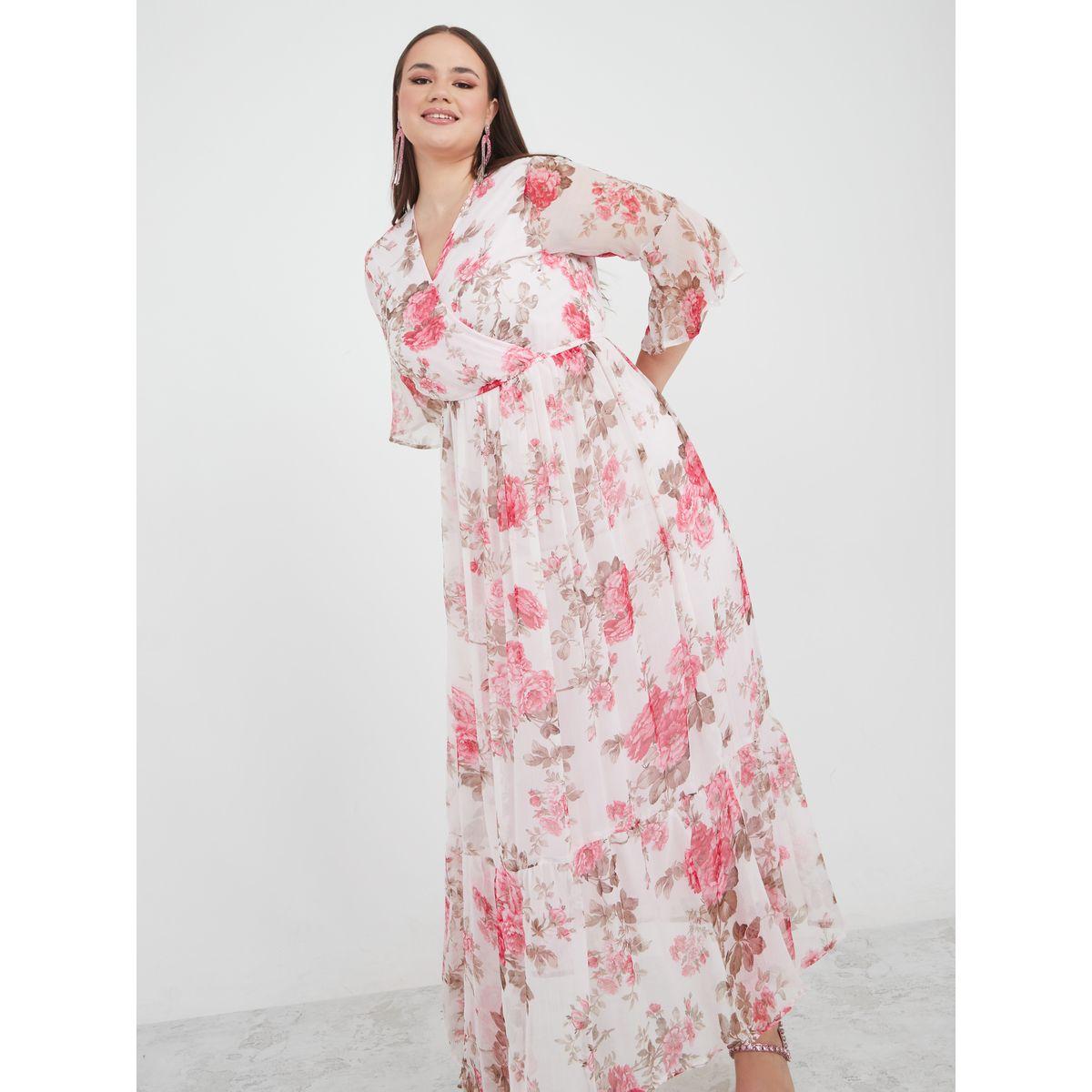 فستان طويل مطبع بزهور مع كسرات-women-clothing-dresses-image-2