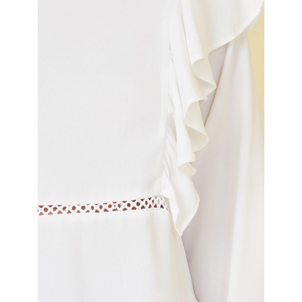 Styli Moss Crepe Frill Round Neck Blouse with Lace Detail-women-clothing-shirtsandblouses-blouses-image-4