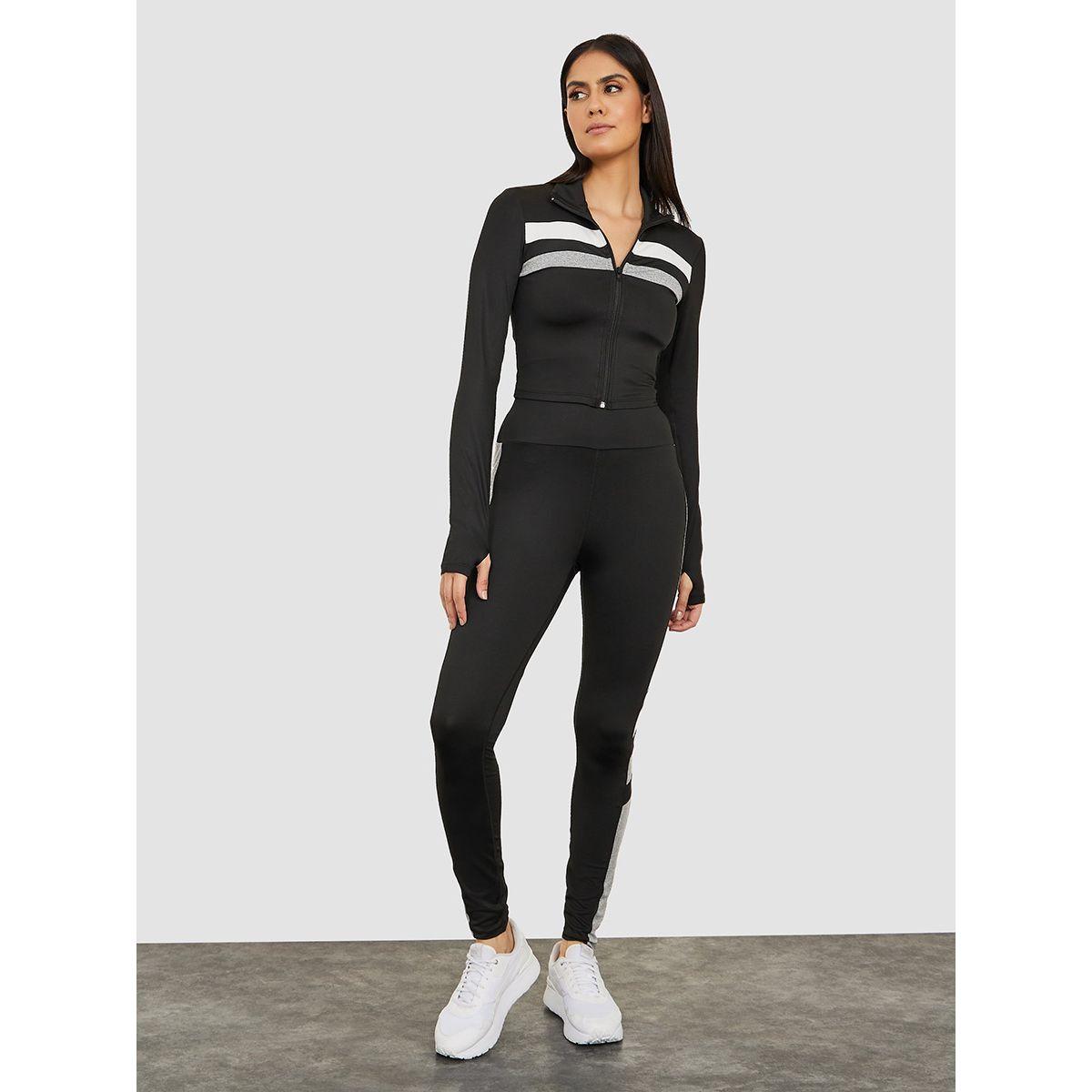 Styli Active Thumbhole Colorblock Zip-Up Jacket & Side Stripe Active Leggings-women-clothing-sportswearandactivewear-trackpantsandtracksuits-image-3