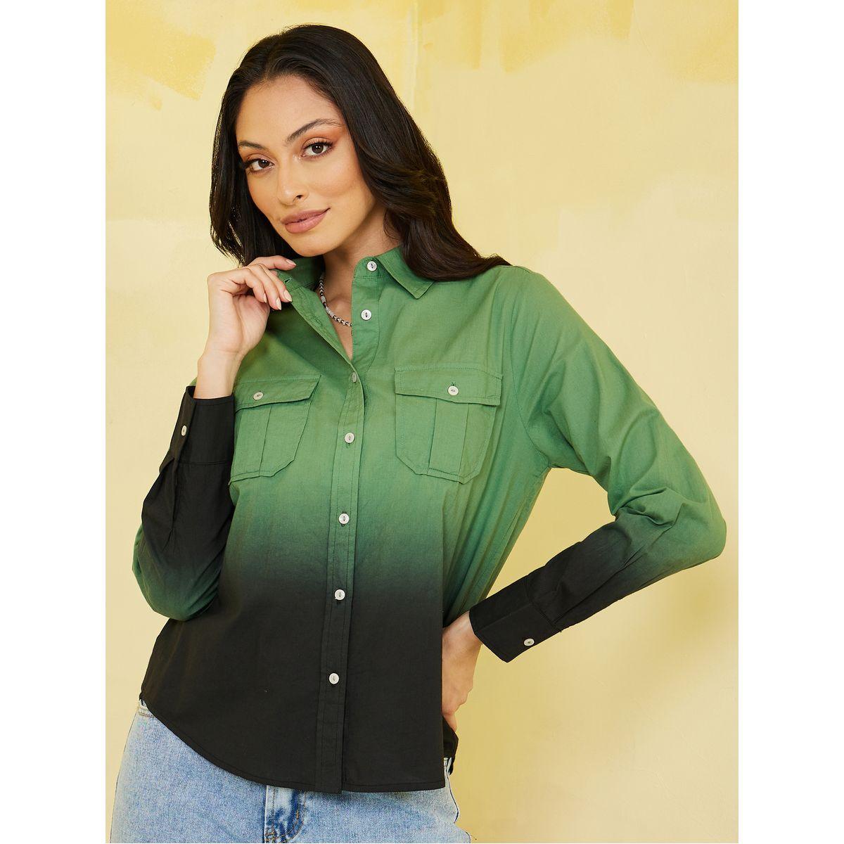 Styli Ombre Print Front Flap Pocket Shirt -women-clothing-shirtsandblouses-shirts-image-3