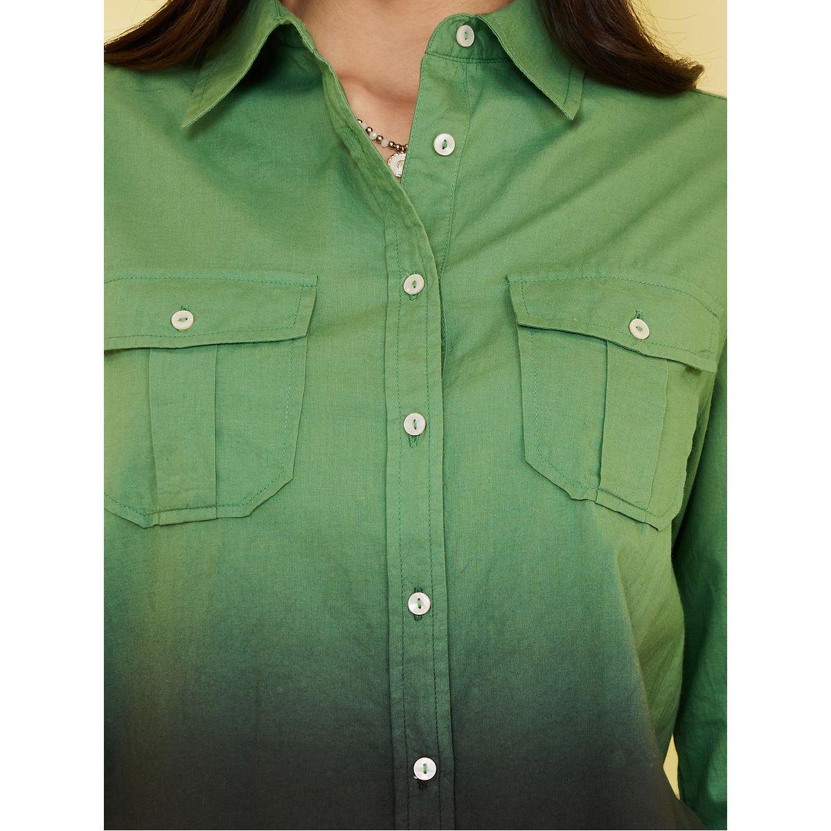 Styli Ombre Print Front Flap Pocket Shirt -women-clothing-shirtsandblouses-shirts-image-4