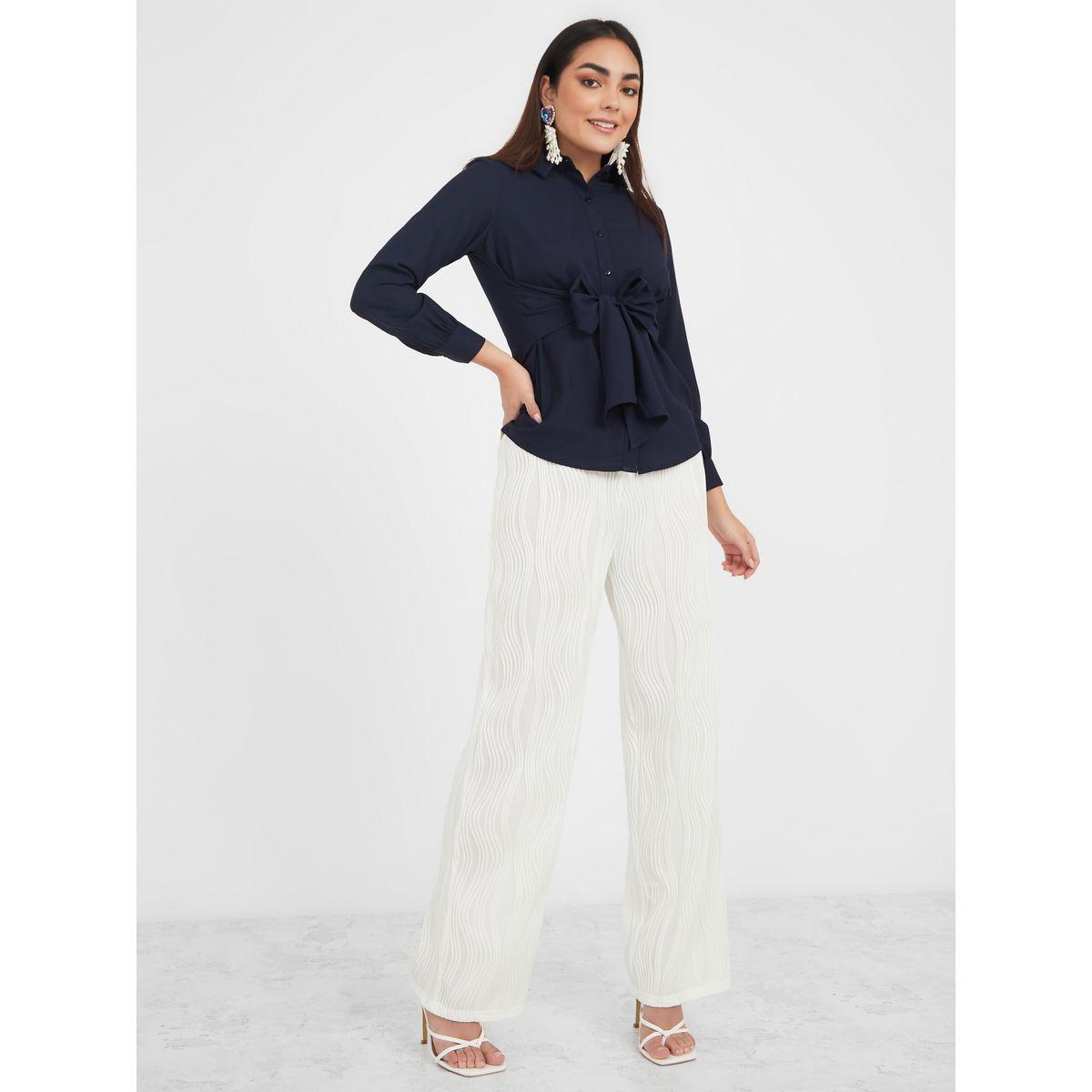 بلوزة بربطة امامية واكمام طويلة-women-clothing-shirtsandblouses-shirts-image-2