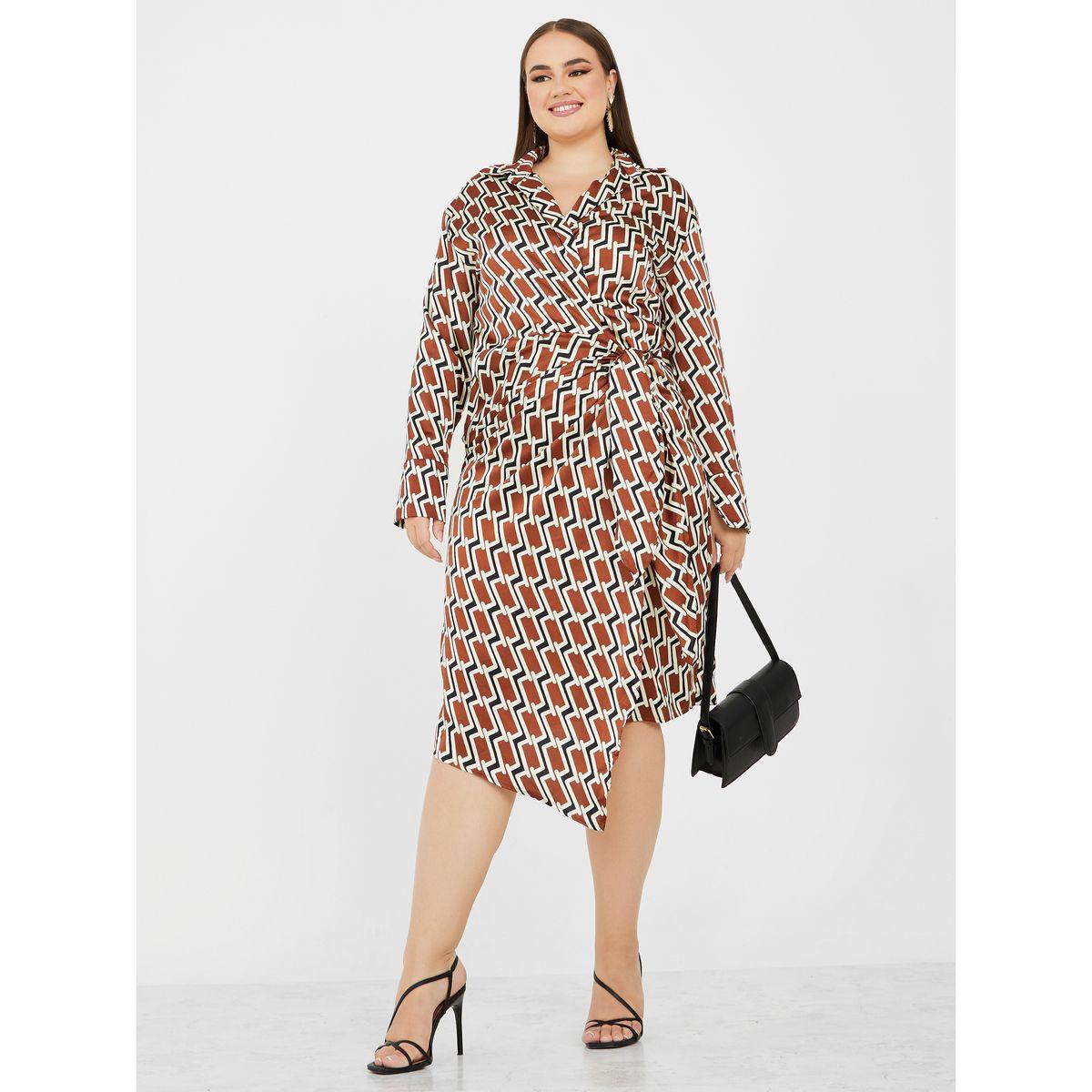 Styli Plus Printed Satin Wrap Midi Dress-women-clothing-dresses-image-2