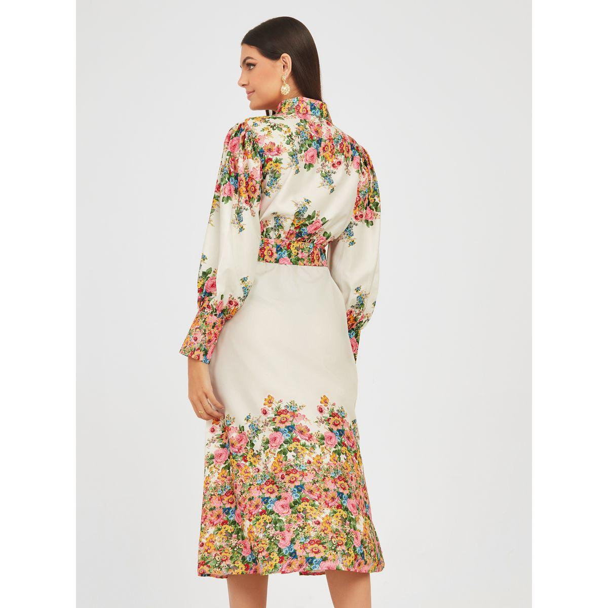 Styli Floral Print Belted A-Line Midi Dress-women-clothing-dresses-image-4