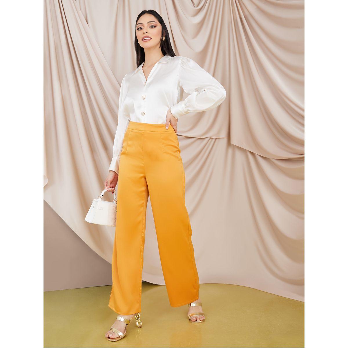Styli Satin Gold Button Collared Blouse -women-clothing-shirtsandblouses-shirts-image-2