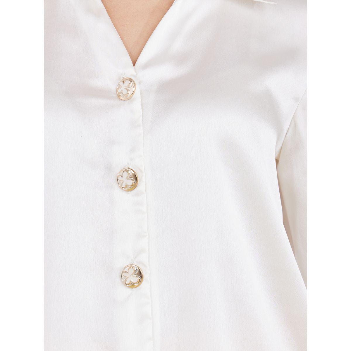 Styli Satin Gold Button Collared Blouse -women-clothing-shirtsandblouses-shirts-image-4