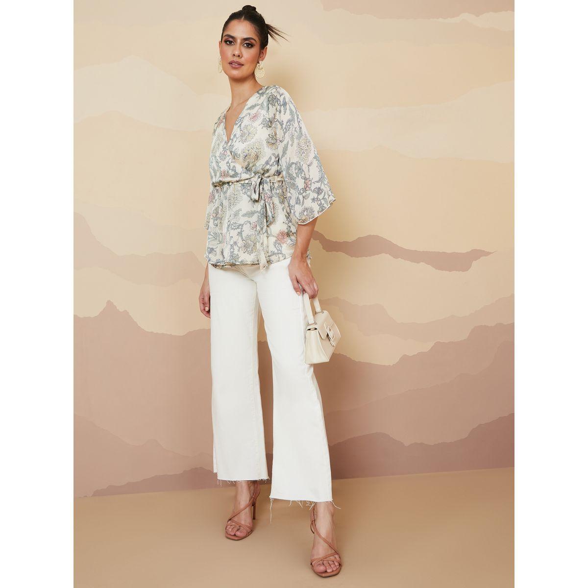 Styli Long Sleeves Floral Print Wrap Blouse with Elasticated Waist-women-clothing-shirtsandblouses-blouses-image-2