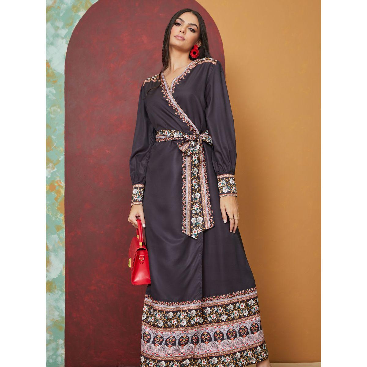 Styli Floral Border Print Wrap Maxi Dress-women-clothing-dresses-image-1