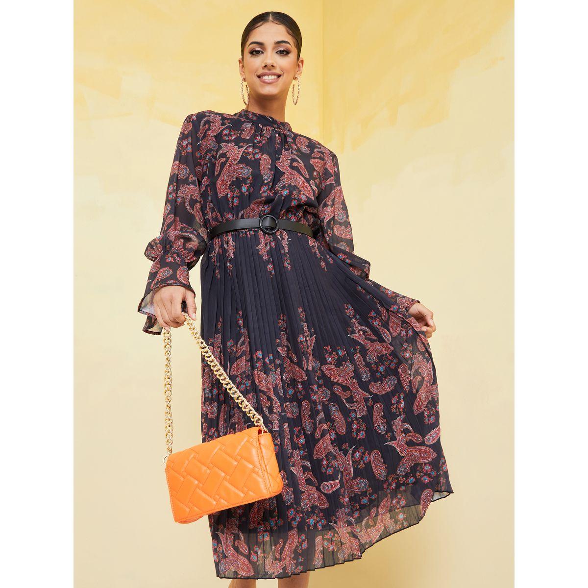 Styli Paisley Print Pleated A-Line Midi Dress-women-clothing-dresses-image-1