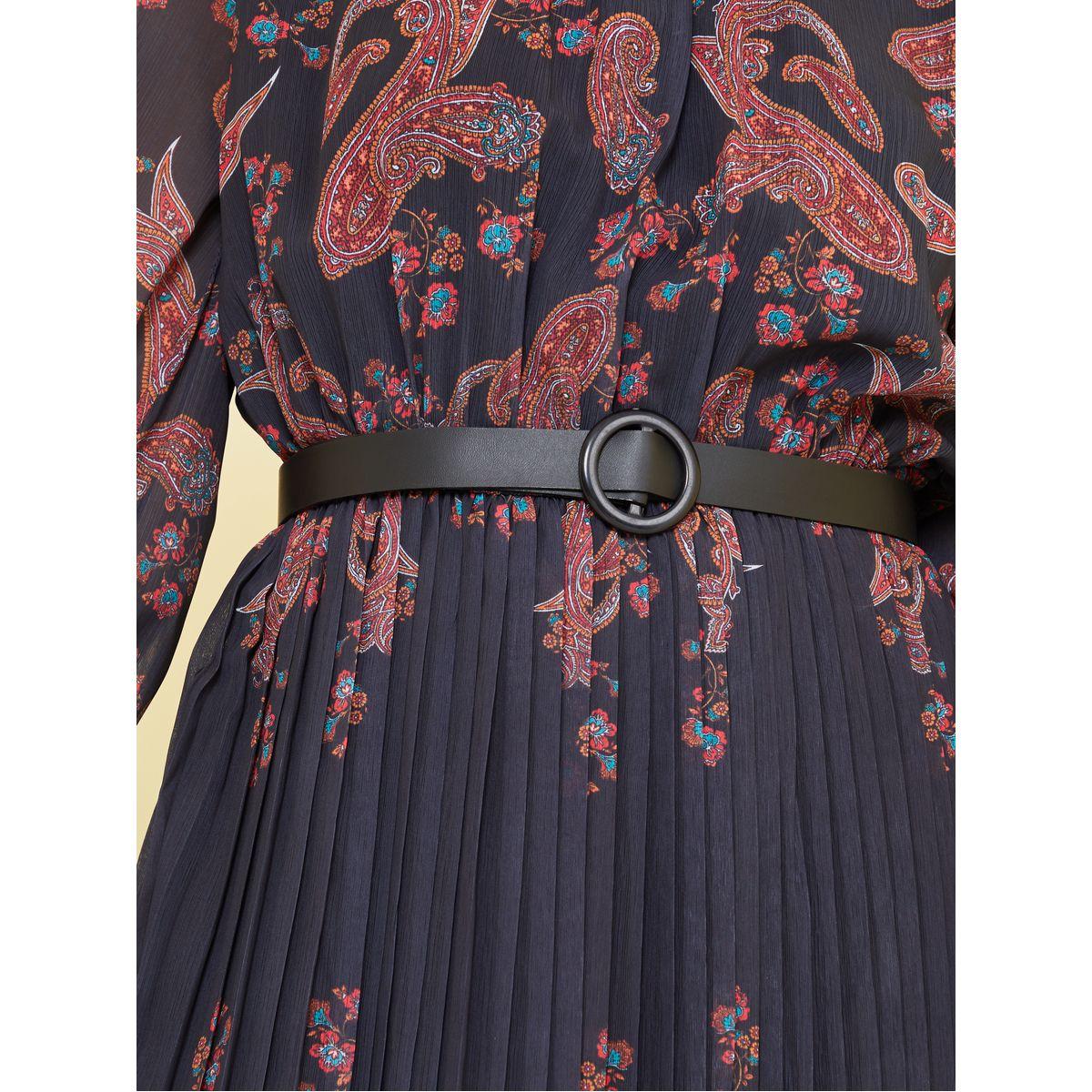 فستان ميدي بكسرات وطبعة بيزلي-women-clothing-dresses-image-3