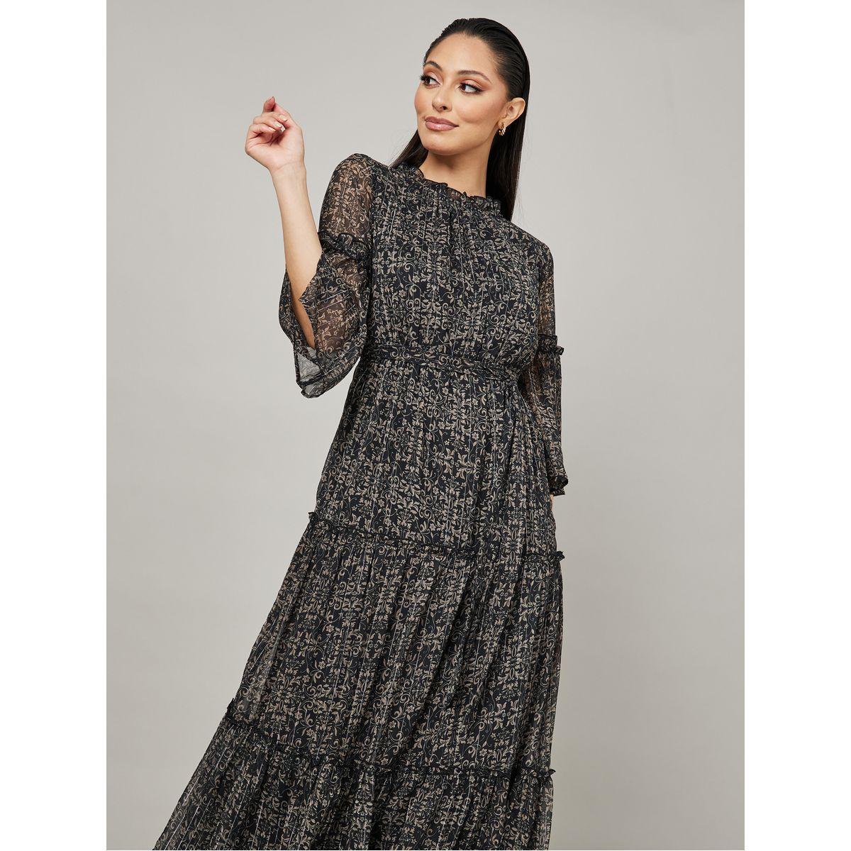 Styli Bell Sleeves Floral Print A-Line Maxi Dress-women-clothing-dresses-image-2