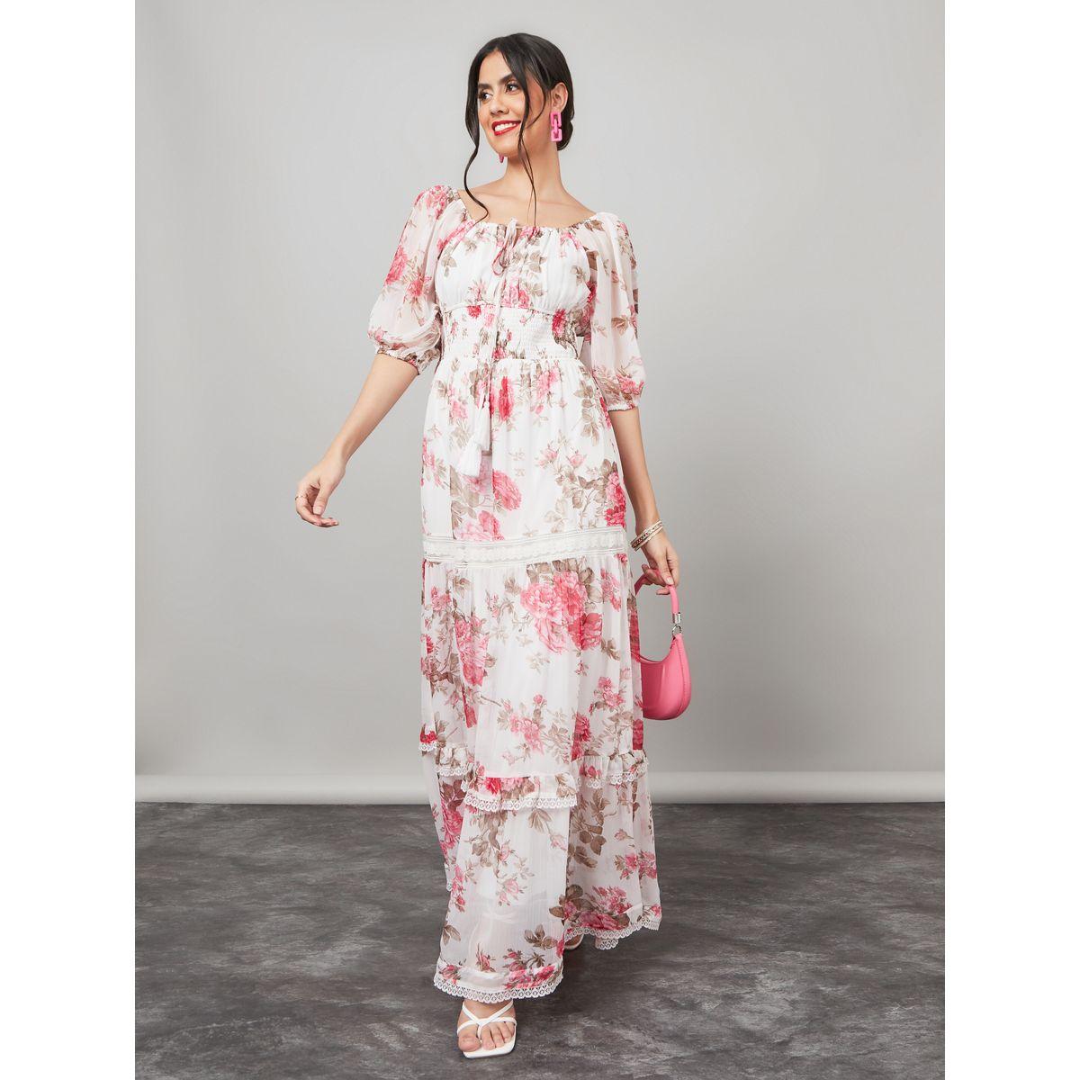 فستان طويل مطبع بزهور مع كسرات-women-clothing-dresses-image-2