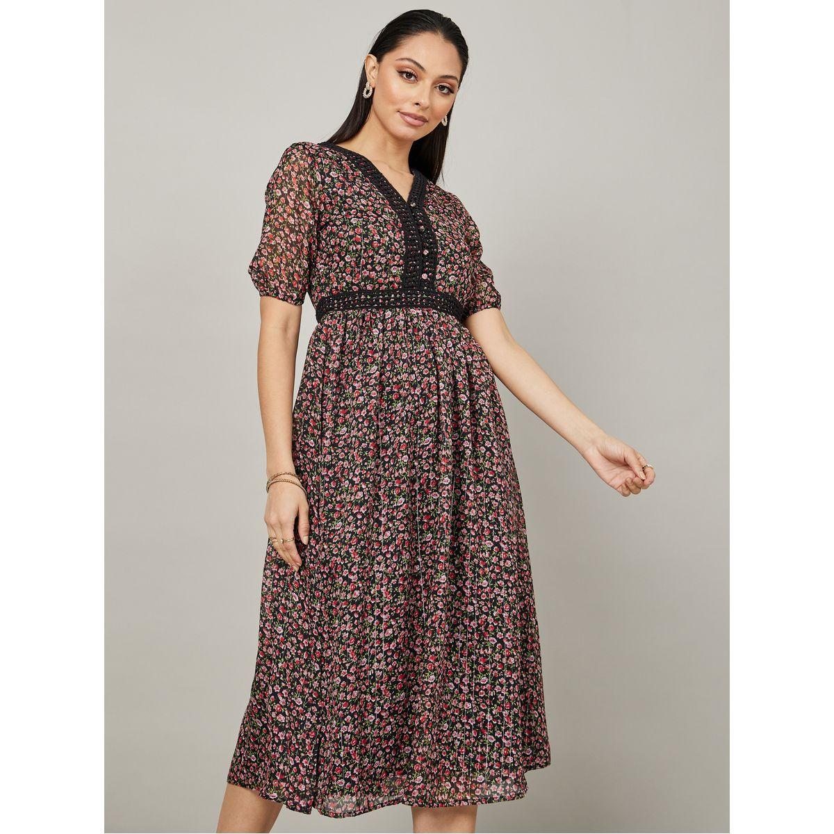 Styli Short Sleeves Floral Print A-Line Midi Dress-women-clothing-dresses-image-1