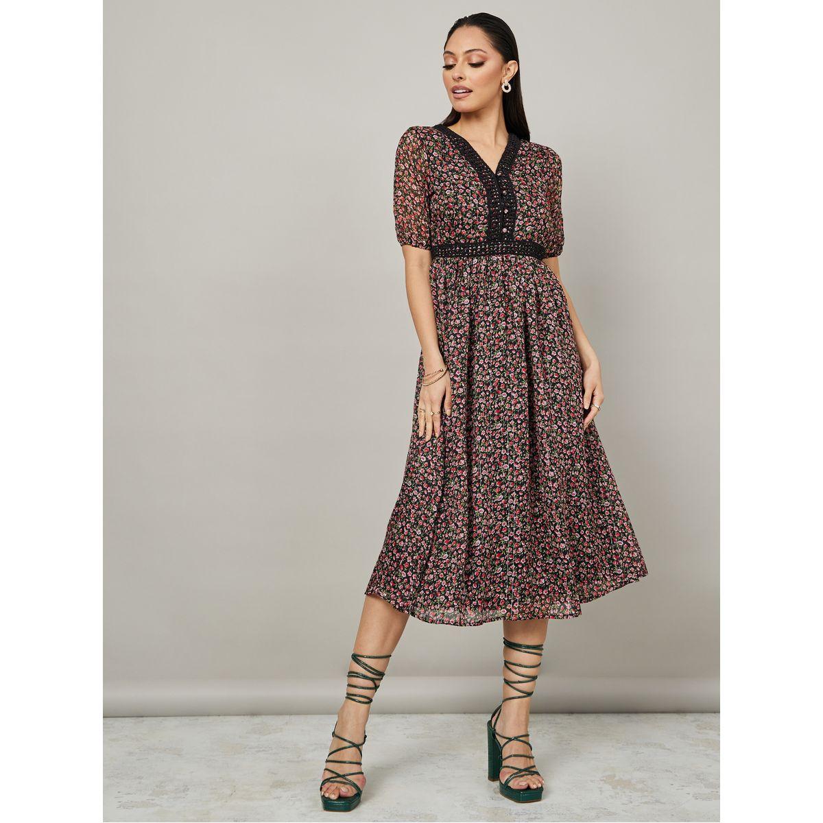 Styli Short Sleeves Floral Print A-Line Midi Dress-women-clothing-dresses-image-2