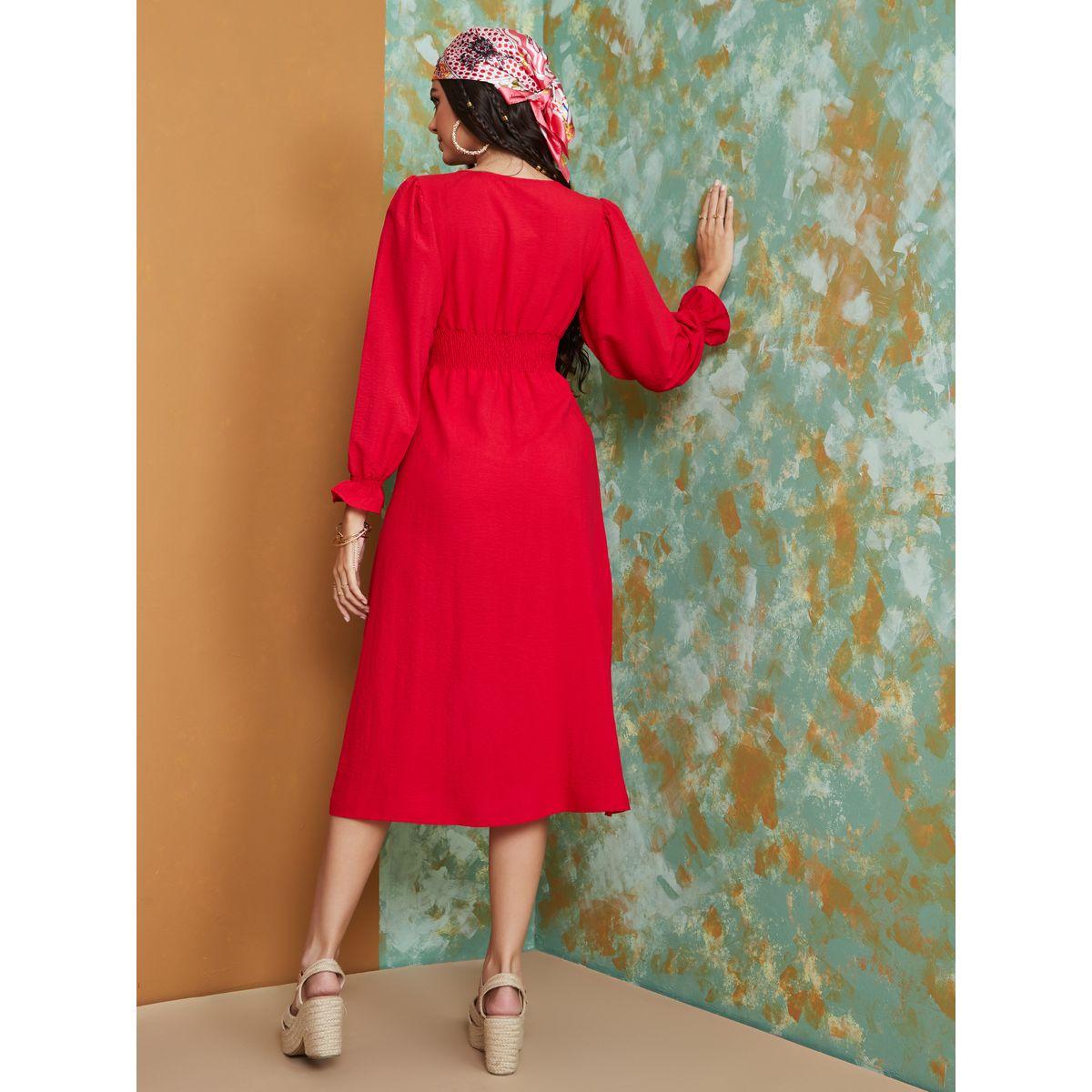 Styli Smocked Waist A-Line Midi Dress-women-clothing-dresses-image-4