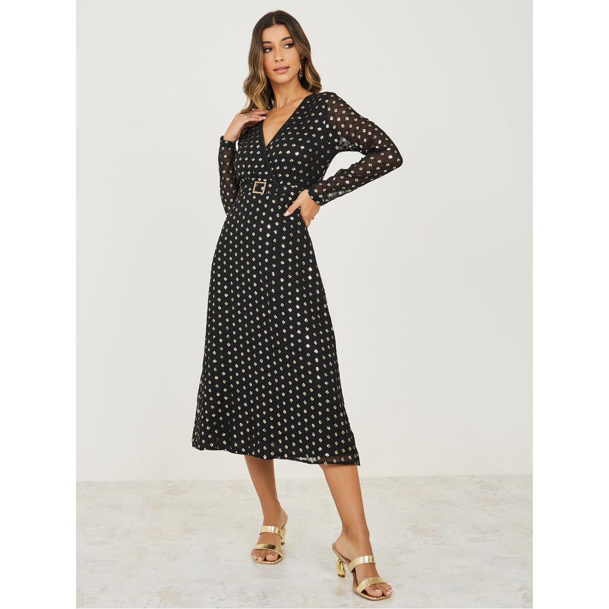 Styli Sequen Detail Buckle Detail Midi Dress-women-clothing-dresses-image-1